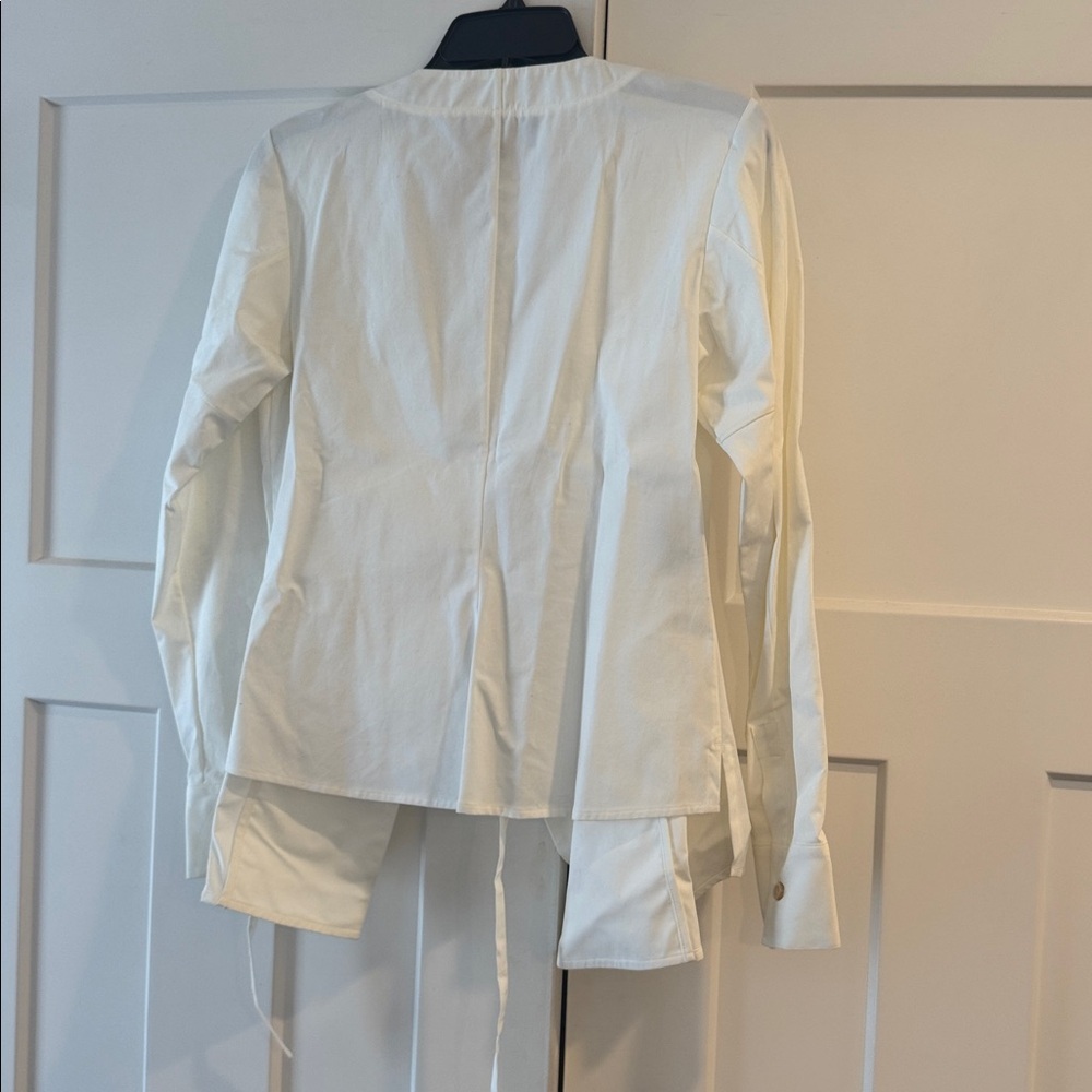 Derek Lam White Cropped Tie Front Jacket, US 4 - Picture 2 of 5